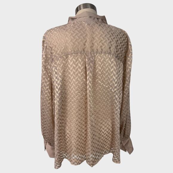 Worhington Womens 2X V Neck Tie Long Sleeve Semi Sheer Blouse Top - Picture 7 of 10